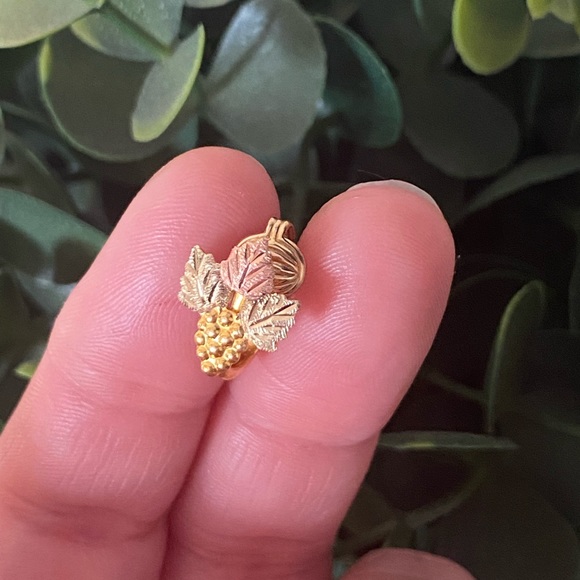 Vintage Landstrom’s Black Hills Gold 10kt Clip On Earrings grapes leaves Jewelry - Picture 7 of 8